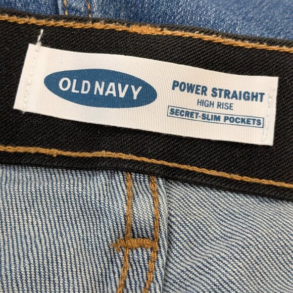 Old Navy Women's Power Straight High Rise Blue Denim Jeans, Plus Size 26 Long - Picture 8 of 11